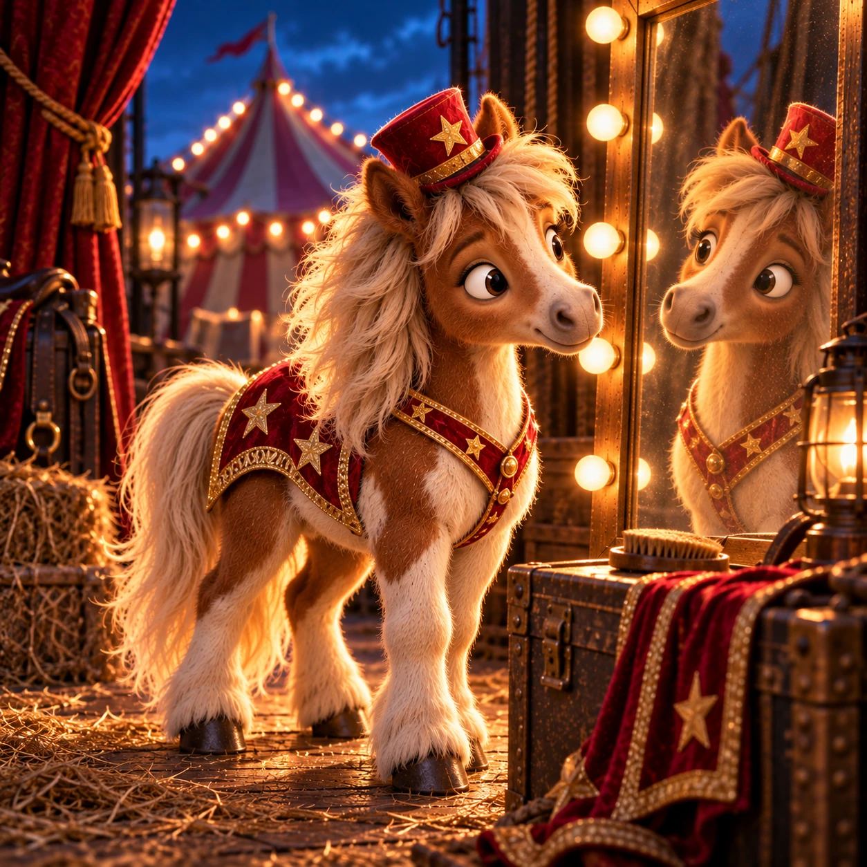 Circus pony at the mirror