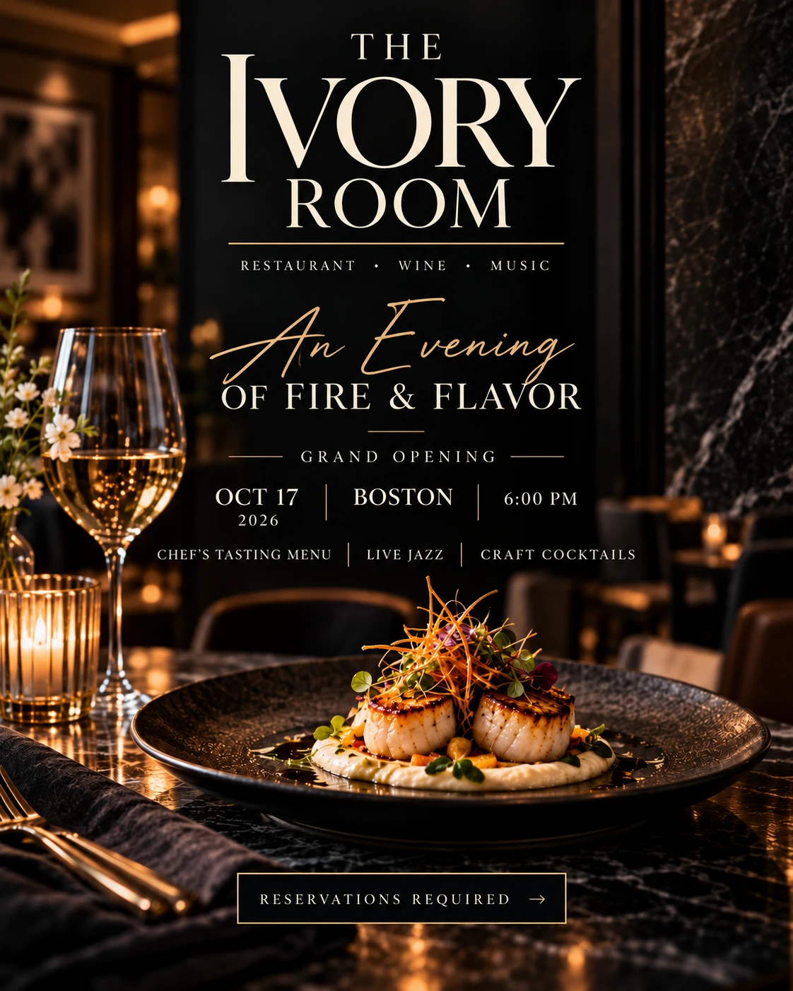The Ivory Room grand opening poster